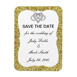 Guld Glitter Ofinity Heart Spara datum magneter