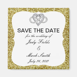 Guld Glitter Ofinity Heart Spara datum magneter