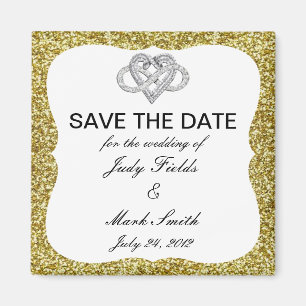 Guld Glitter Ofinity Heart Spara datum magneter
