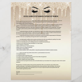 Guld Glitter Ögonfransförlängning Medgivandeformul Reklamblad