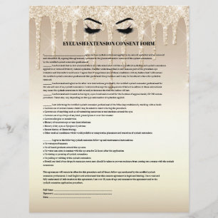 Guld Glitter Ögonfransförlängning Medgivandeformul Reklamblad