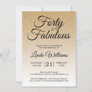Guld Glitter Ombre 40 och Sassy 40:e födelsedagen Inbjudningar