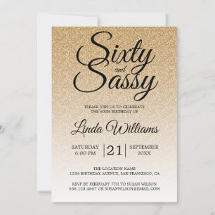 Guld Glitter Ombre 60 och Sassy 60:e födelsedagen Inbjudningar