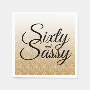 Guld Glitter Ombre 60 och Sassy 60:e födelsedagen Pappersservett