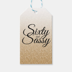 Guld Glitter Ombre 60 och Sassy 60:e födelsedagen Presentetikett