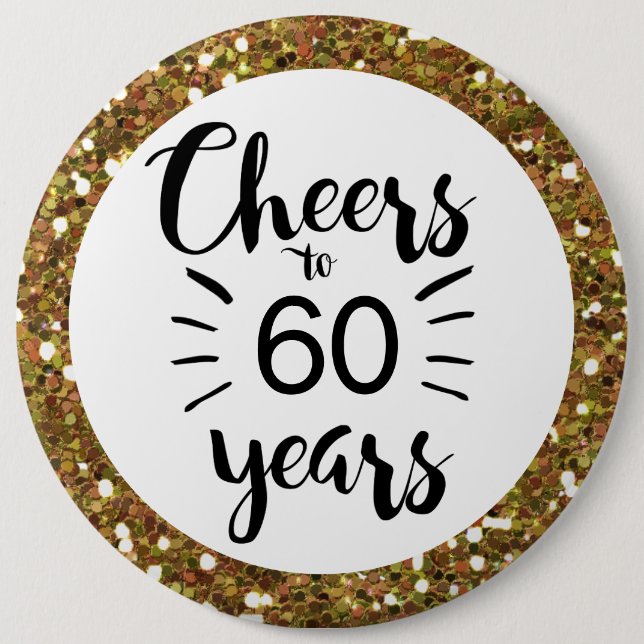 Guld Glitter-ost till 60 år Knapp (Framsida)