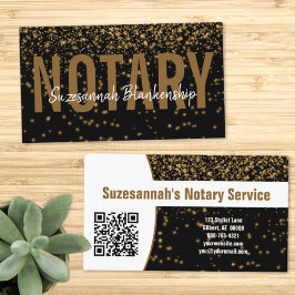 Guld Glitter over Black Anpassningsbar QR-kod Nota Visitkort