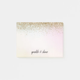 Guld Glitter Pastel Tie Dye Ombre Gnistra Post-it Block