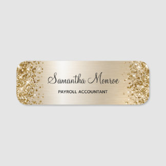 Guld Glitter Pastell Pärl Glam Logotyp Namnbricka
