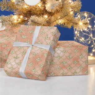Guld Glitter Peach Ro Sjöjungfru Presentpapper