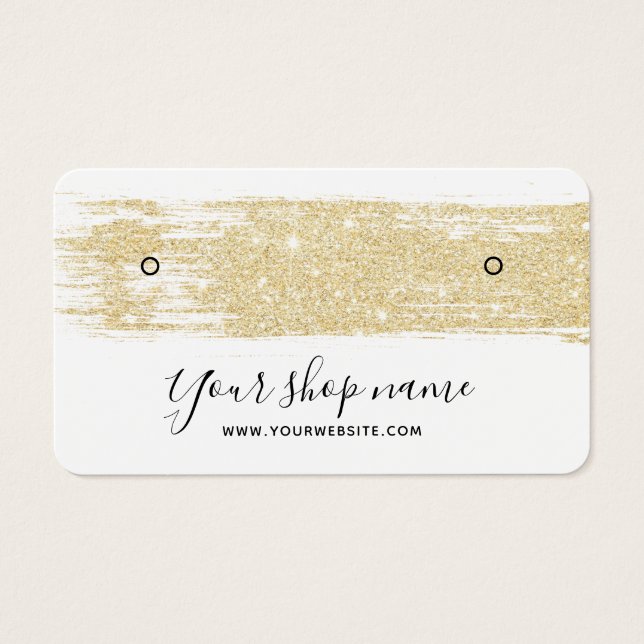 Guld glitter penseldragstest med öronande visning visitkort (Framsidan)