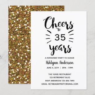 Guld Glitter Pension Party Inbjudningar