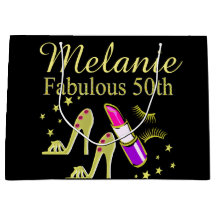 GULD GLITTER PERSONLIG 50TH BIRTHDAY GIFT BAG