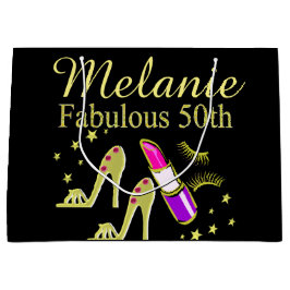 GULD GLITTER PERSONLIG 50TH BIRTHDAY GIFT BAG
