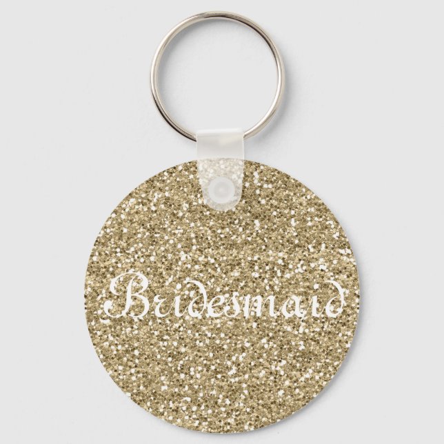 Guld Glitter Personlig Bridesmaid Nyckelring (Framsida)
