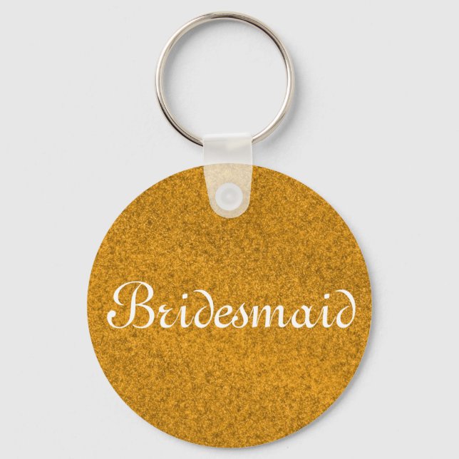 Guld Glitter Personlig Bridesmaid Nyckelring (Framsida)