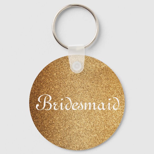 Guld Glitter Personlig Bridesmaid Nyckelring (Framsida)