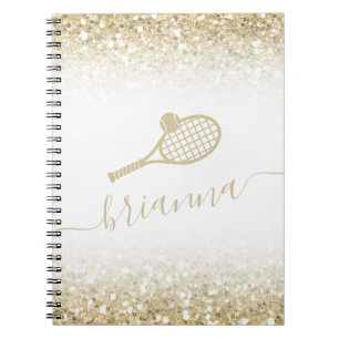 Guld Glitter Personlig Tennis Anteckningsbok