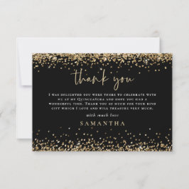 Guld Glitter Photo Quinceañera Tack Black Anteckningskort
