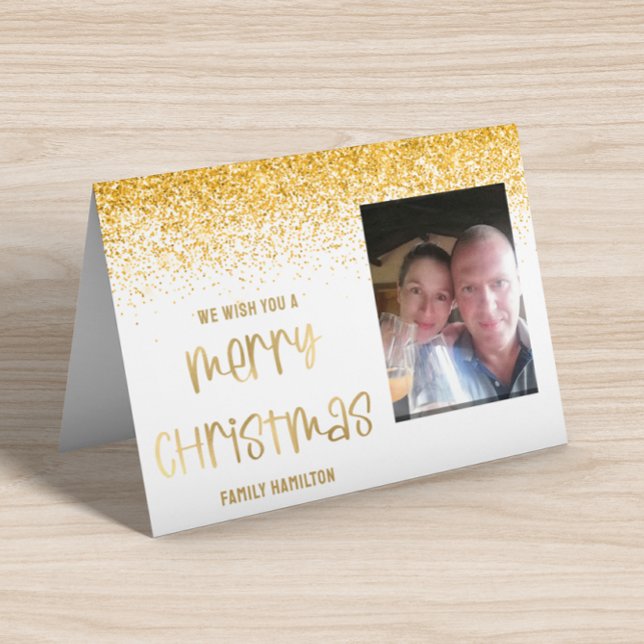 Guld Glitter Photo Vågrät - julklapp Helgkort (Skapare uppladdad)