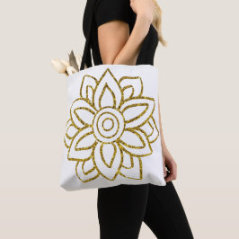 Guld Glitter Poinsettia Flower Two-sided White Tygkasse