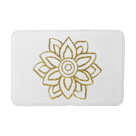 Guld Glitter Poinsettia Julvit Badrumsmatta