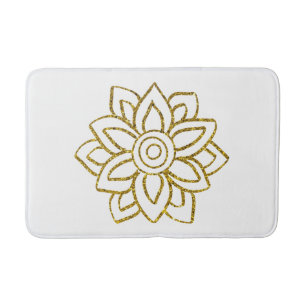 Guld Glitter Poinsettia Julvit Badrumsmatta