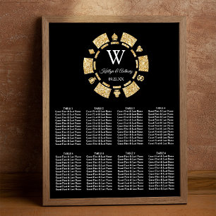 Guld Glitter Poker Chip Casino Bröllop Poster