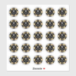 Guld Glitter Poker Chip Casino Bröllopsfest 3 cm Klistermärken