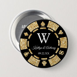 Guld Glitter Poker Chip Casino Bröllopsfest-förmån Knapp