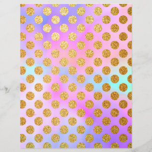 Guld Glitter Polka dots Pastel Scrapbook Papper