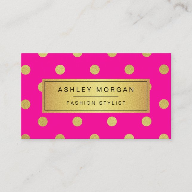 Guld Glitter Polka dots - Snyggt Beauty Rosa Visitkort (Framsida)