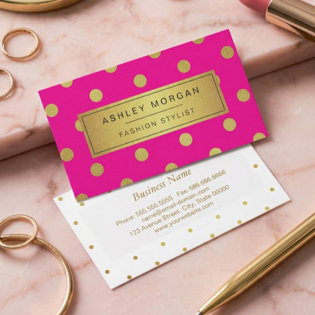 Guld Glitter Prickar - Stilig Skönhet Rosa Visitkort (Skapare uppladdad)