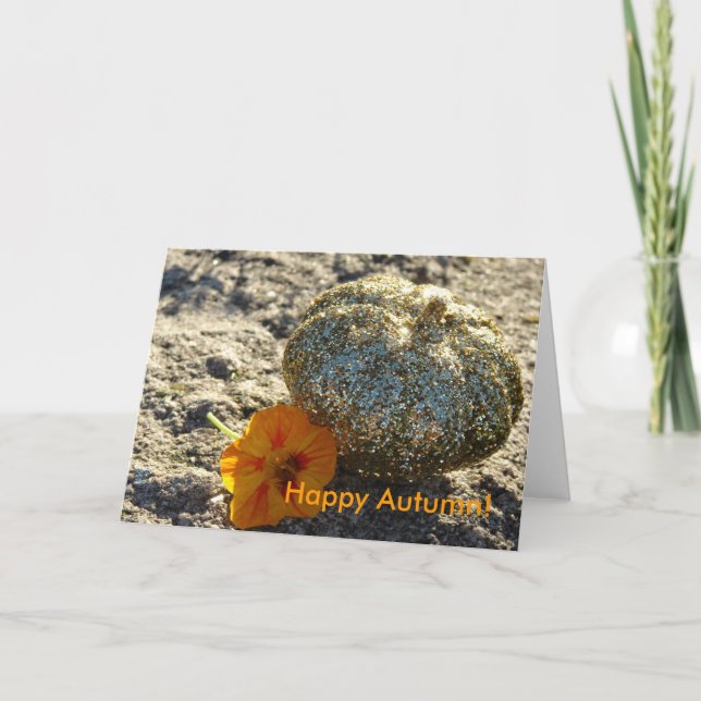 Guld Glitter Pumpkin, Lycklig Hösten! Kort (Framsida)