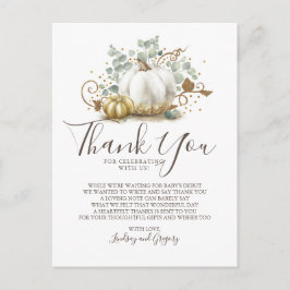 Guld Glitter Pumpkins and Greenery Tack Vykort