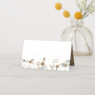 Guld Glitter Pumpkins Fall Wedding Placeringskort