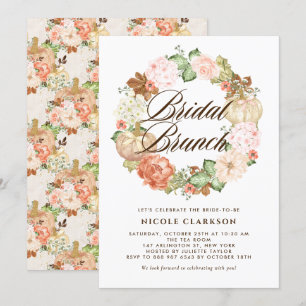Guld Glitter Pumpkins Wandeall Möhippa Brunch Inbjudningar