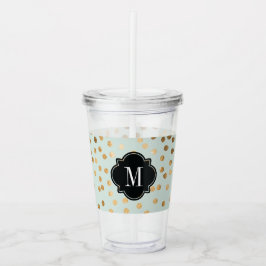 Guld Glitter-punkter på Mint Monogrammed Take Away Mugg