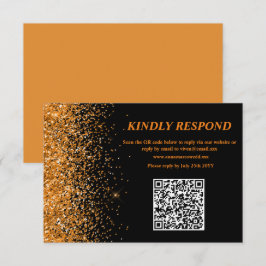 Guld Glitter QR-kod RSVP-kort OSA Kort