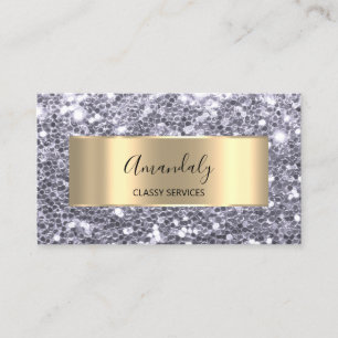 Guld Glitter QRCode Logotyp Violet Lila Grått Spar Visitkort