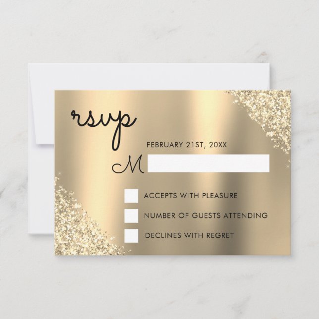 Guld Glitter Quinceanera OSA Inbjudningar (Framsida)