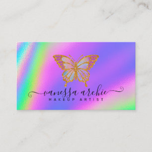 Guld Glitter Rainbow Holografisk fjäril Visitkort