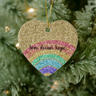 Guld Glitter Rainbow Julgransprydnad Keramik