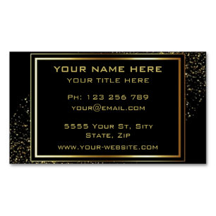 Guld Glitter Ram Golden Text Black Professionell Magnetiska Visitkort