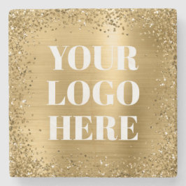 Guld Glitter Ram och folie Logo Stenunderlägg