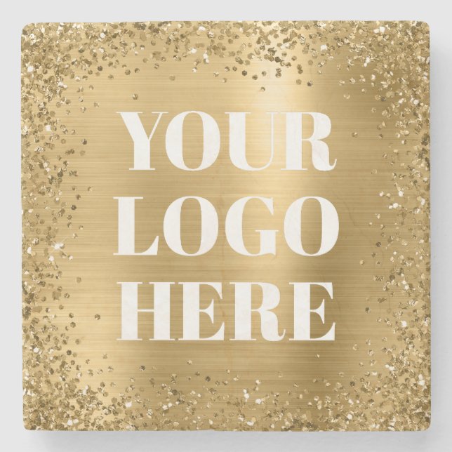 Guld Glitter Ram och folie Logo Stenunderlägg (Framsidan)