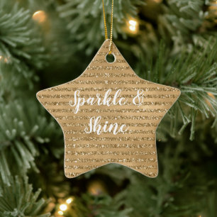 Guld Glitter Rand Julgransprydnad Keramik