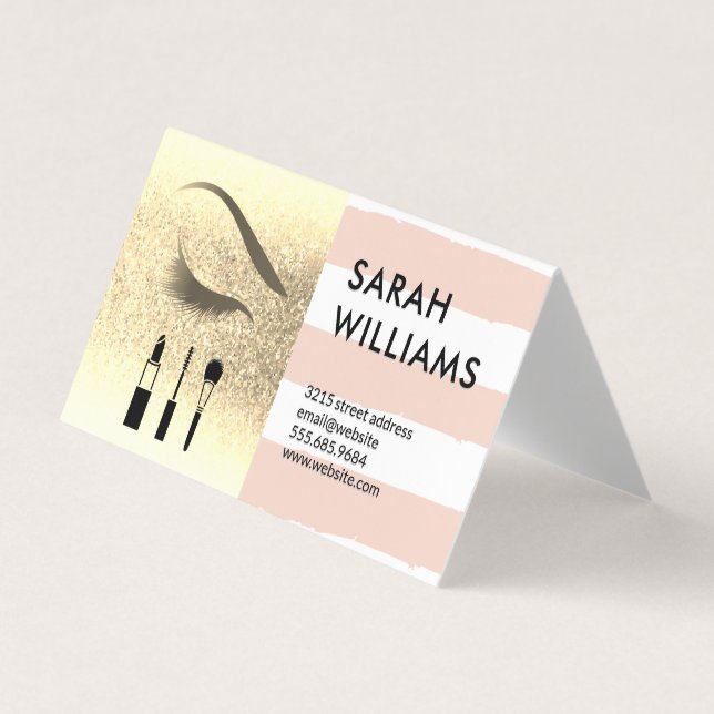 Guld Glitter | RAND | Öga Lash Beauty Visitkort (Framsida)