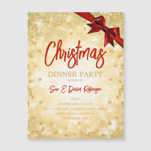 Guld Glitter Red Ribbon jul Helgdag Inbjudan