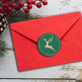 Guld Glitter Ren Jultomte Grön Returadress Högtid Runt Klistermärke